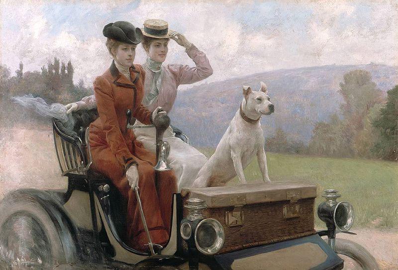  Les Dames Goldsmith au bois de Boulogne en 1897 sur une voiturette
